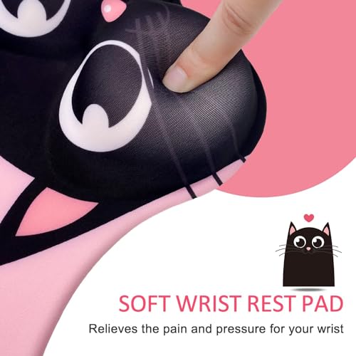 ZORBES® Mouse Pad with Wrist Rest Ergonomic Silicone Smooth Lycra Cover Kawaii Cartoon Pink Gaming Office Anti-Slip 2PCS ZORBES® Mouse Pad with Wrist Rest Ergonomic Silicone Smooth Lycra Cover Kawaii Cartoon Pink Gaming Office Anti-Slip 2PCS